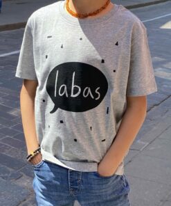 Marškinėliai unisex "Labas" (pilka spalva)