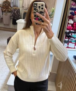 Megztukas "Pynė" smėlio ir balta spalvos