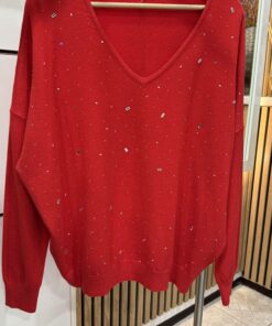 Raudonas megztinis "Diamonds"